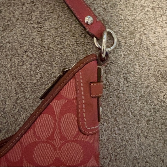 Vintage Coach Y2K Signature C Hot Pink Demi Canvas Leather Shoulder Bag Hobo - Picture 5 of 11